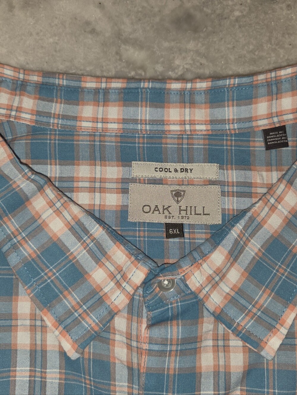 Oak Hill Men’s Blue & Orange Plaid Button-Up Shirt